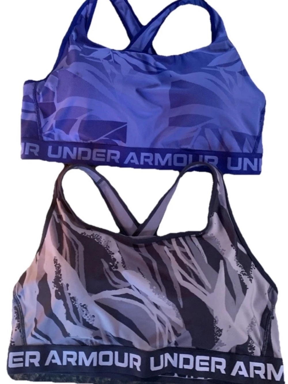 Under Armour Women's Dual-Print Sports Bras in Blue and Gray